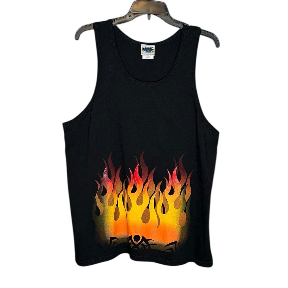 Vintage 00s Y2K‎ Thunder Creek Men’s Large L Flame Tribal Graphic Tank Top
